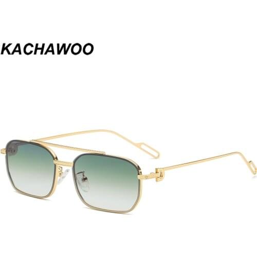 Kachawoo metal square sunglasses for men green blue mirror lenses gold fashion sun glasses women decoration party gifts Summer