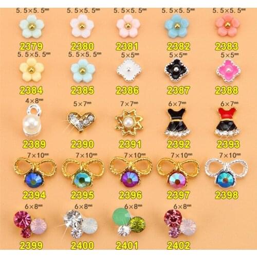 10pcs Nail rhinestone FLOWER Bow skirt Alloy nail accessories Imbue Diamond Pearl nail jewelry crystal nail art