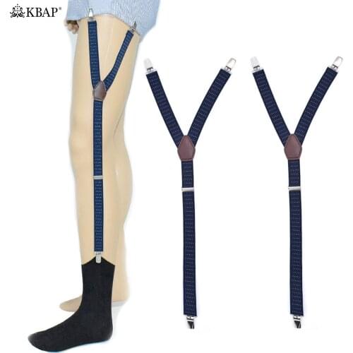 Navy Blue Mens Shirt Uniform Stays Y Style Adjustable Shirt Holders Sock Garters Leg Suspenders Straps for Men Police Military