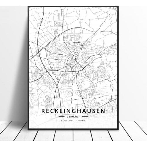 Recklinghausen Solingen Essen Oldenburg Brunswick Duren Germany Canvas Art Map Poster