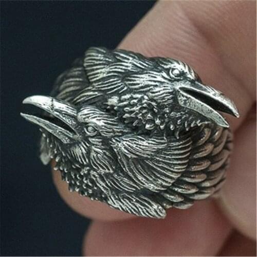 Ravens Ring Norse Mythology Odin Crow Stainless Steel Ring Nordic Amulet Jewelry