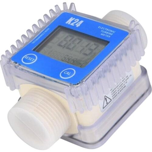 W3JE Fuel Flow Meter K24 w/ LCD Display Turbine Digital Die-sel Fuel Flowmeter for Chemicals Liquid Water Blue