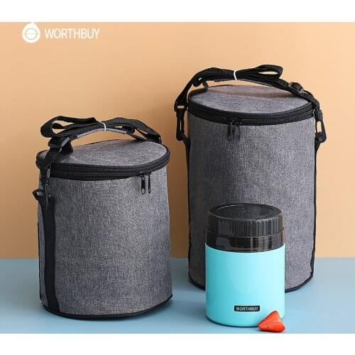 WORTHBUY Thermal Insulated Oxford Lunch Bag With Aluminum Foil Portable Travel Food Bag For Bento Lunch Box Food Container Bag