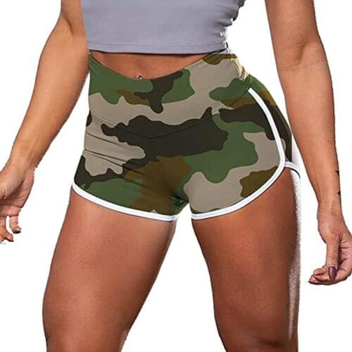 Camouflage Shorts High Waist Women Running Yoga Shorts Gym Seamless Push Up Hip Scrunch Butt Shorts Fitness Sports Leggings