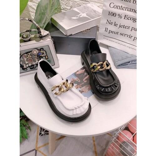 Spring and autumn new genuine leather platform womens shoes wave bottom ruffled loafers small leather shoes