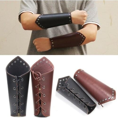 1PC Armband Leather Punk Wide Archery Arm Guard Viking Bracer Gauntlet Wristband Bracelet Wrist Sleeve
