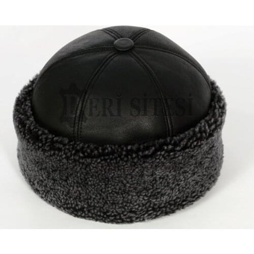 100% Sheepskin Shearling Leather Fur Hunter Winter Hat-Handmade With Natural Sheepskin, The Best Hat For Outdoors in The Winter
