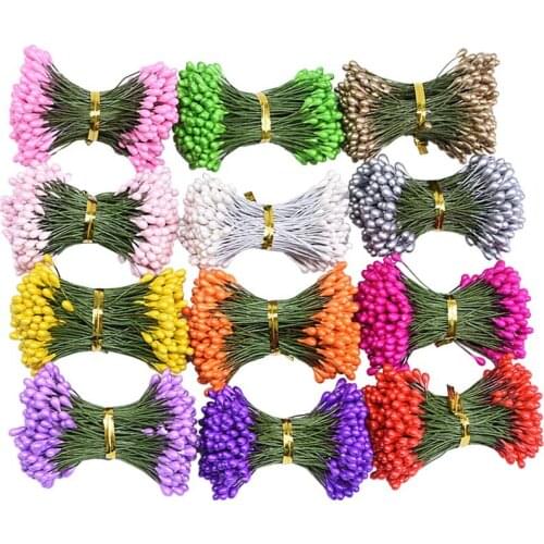 130pcs/lot 3mm Mini Stamen Handmade Artificial Flowers For Wedding Party Home Decoration DIY Scrapbook Package Box Accessories