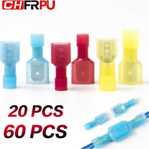20Pcs 10 sets 60PCS 30 sets Spade type insulated terminal female and male connector terminal cable butt joint terminal crimping