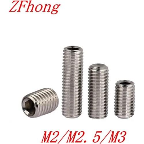 200PCS M2 M2.5 M3 DIN916 Stainless Steel Allen Head Hex Socket Set Screw Grub Screw with cup point