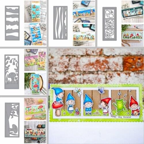 219.9*92.9mm Slimline Mushroom Vine Floral Ocean Wave Film Pattern Nesting Rectangle Metal Cutting Dies DIY Scrapbooking 2020