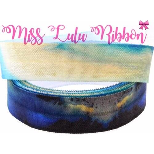 5/8" 16mm Gradient Color Printed Fold Over Elastic Ribbon Handmade Party Decor Hair Band Making 50yards/roll MD1501016-16-2486