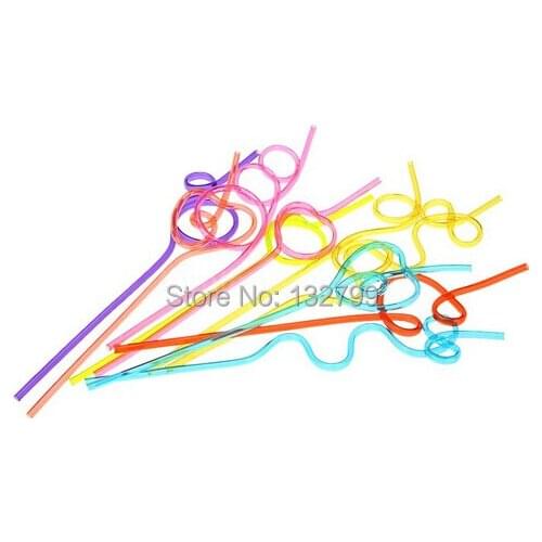 5pcs Crazy Curly Loop Plastic Drinking Straws Healthy Colorful Birthday Wedding Party Christmas Decorations Fun
