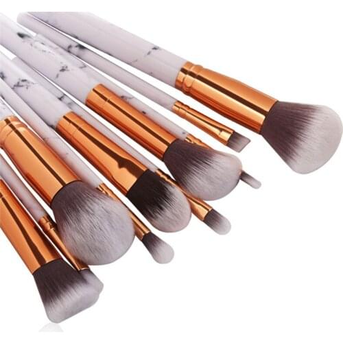10Pcs Makeup Brushes Set Powder Foundation Eye Shadow Contour Marble Texture Blush Cosmetic Marbling Make Up Brush Tool