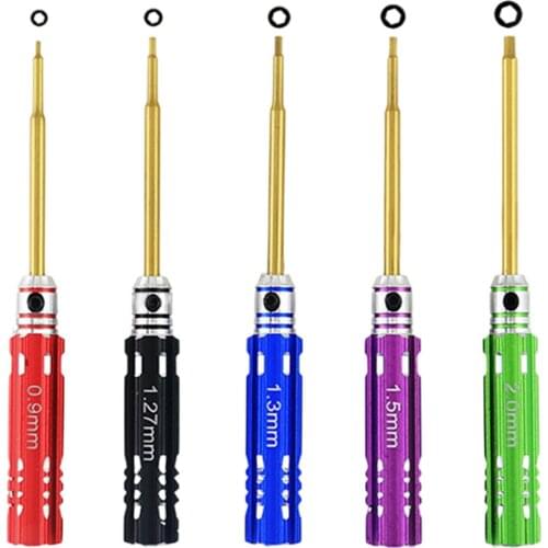 5PCS 0.9mm /1.27mm /1.3mm /1.5mm /2.0mm Hex Screw Driver Screwdriver Set RC Metal Hex Screw Driver Repair RC Tool Kit