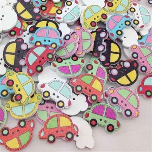 New 50pcs 2 Holes Mix Car Wood Buttons 25*16mm Sewing Craft Mix Lots WB20