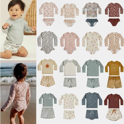 Kid Girls Swimwear 2021 Summer RC Brand Baby Toddler Boy Swimsuit Child Summer Beach Wear Sisters Brithers Swimming Bathing Suit