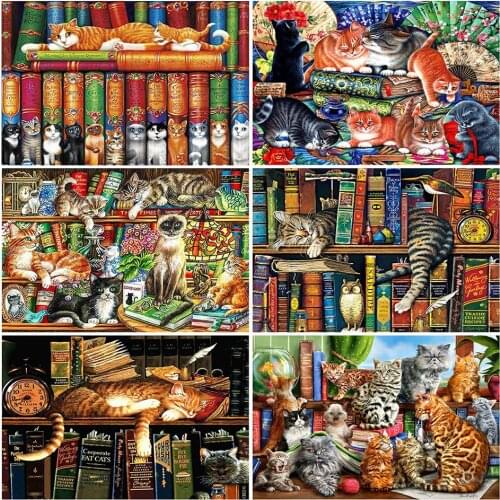 Diy 5d Full Diamond Painting Animal Embroidery Square Round Drill Book Cat Mosaic Furniture Decoration Hobby Gift