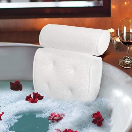Breathable 3D Mesh Spa Bath Pillow with Suction Cups Neck and Back Support Spa Pillow for Home Hot Tub Bathroom Accessories