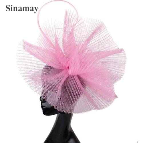 Elegant Ladies Pink Fascinator Hat Women Fashion Wedding Headwear Headband For Church Cocktail Ladies Hair Accessories