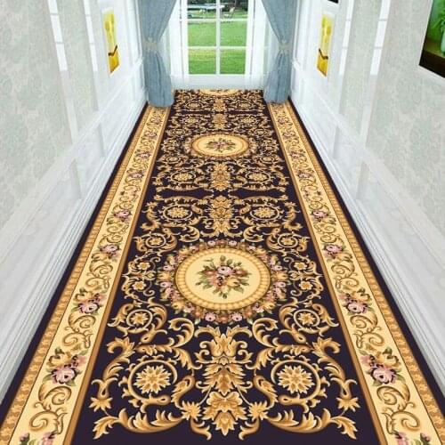 Europe Long Hallway Carpet Bedroom Decorative Corridor Mat Kitchen Rugs Home Hotel Aisle Carpet Pastoral Stair Mat tapis Doormat