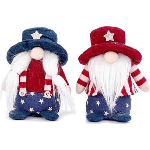 Hot XD-Patriotic Veterans Day Tomte Gnome Decorations Handmade Stars Plush Doll 4Th of July Gift Farmhouse Decorations