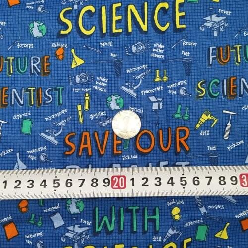 Nice Wide 105cm Blue Bottom Cotton Fabric Science equipment Printing Cotton Fabric Patchwork Sewing DIY Children Clothing/Dress