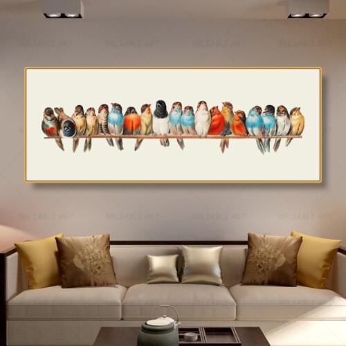 Bird Canvas Print Vintage Wall Art Large Landscape Painting A Perch Bird by Hector Giacomelli Animal Poster Home Decoration