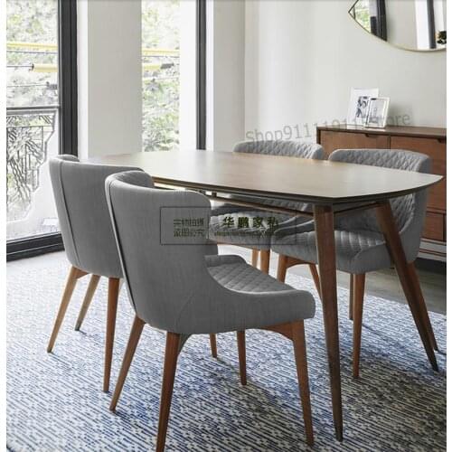 Customized Nordic Simple Solid Wood Upholstery Armchair Dining Chair Simple Modern Household Dining Table Chair Leisure Armchair