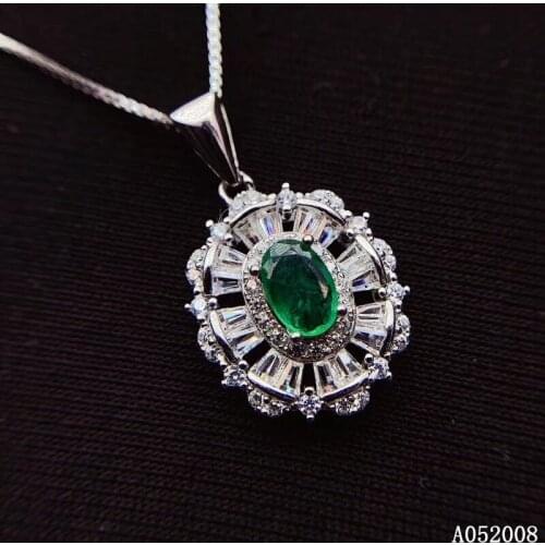 KJJEAXCMY fine jewelry 925 pure silver inlaid natural emerald girl new Pendant exquisite Necklace vintage support test