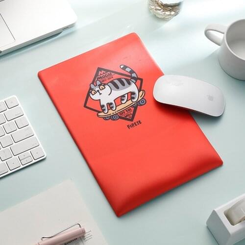 Cute Cat Design Red Mouse Pad With Silica Gel Wrist Rest Pad PU Anti-slip Skateboard Cat Sleeping Cat Drinking Cat Mousepad