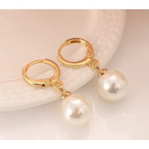 Gold Color round drop Earrings for Women Girls kids Jewelry cute lovely Bead Round Ethiopian Africa Arabi Bijoux charms Gift