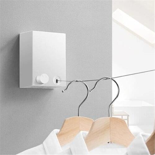 Hot Retractable Indoor and Outdoor Clothes Wall Hanger Magic Drying Rack Balcony Bathroom Invisible Clothesline Wire Rope