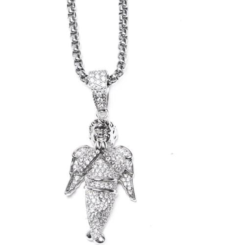 Luxta Hip Hop Pray Angel Pendant Real Gold Plated Iced Out Bling Hiphop Jewelry Man Women