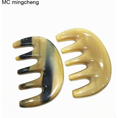 MC Brand Widen Five-Teeth Hair Brush Thicken Pure Handmade White Yak Horn Comb Portable Backs Neck Scalp Hair Massage Comb