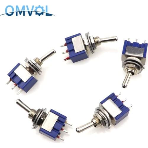 5pcs Mini MTS-102 3-Pin SPDT ON-ON 6A 125VAC Miniature Toggle Switches