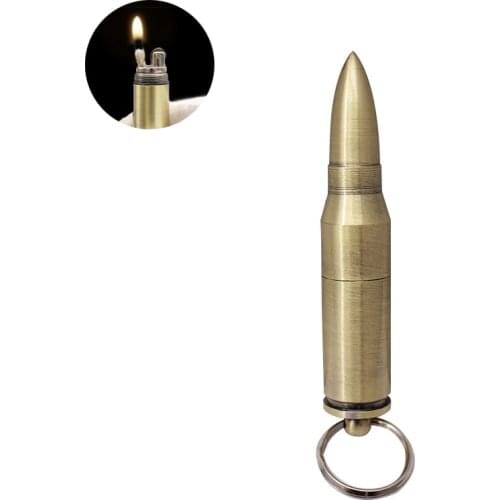 Mini Bullet Lighter Key Chain Refillable Flame Kerosene Oil Lighter Cigarette Lighters Outdoor Tool Men Gadget