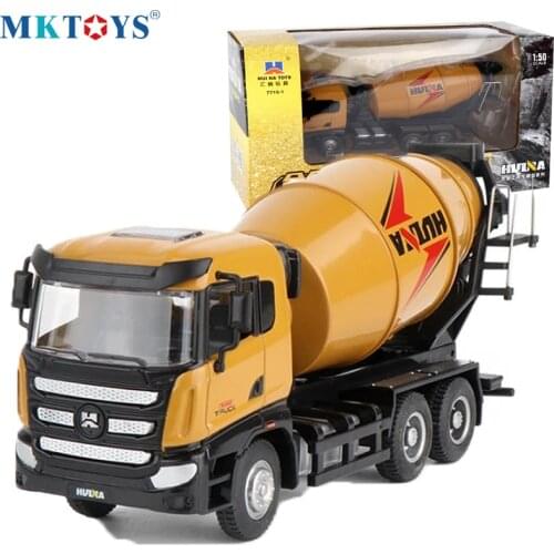 HUINA Model Car Diecast Toys 1:50 Alloy Concrete Mixer Truck Model Dump Trucks Engineering Construction Vehicle Boys Gift