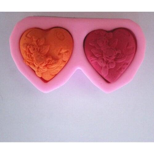 New Soft Silicone Cake Mold Double Heart Shape