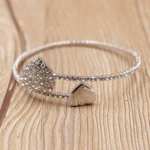 New 2019 Arrival Simple Style Gold Loving Double Hearts Bracelets Valentines Day Gift Wedding Accessories One Direction Bangle