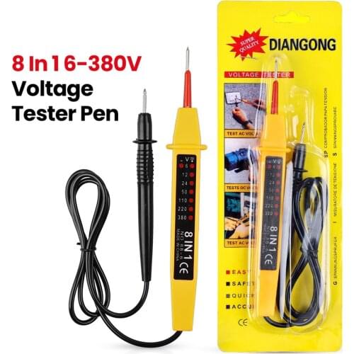 New Arrivial 8 In 1 6-380V Voltage Tester Pen Polarity Current Tester Voltage AC/DC Tool Electrical Voltage Meters Instruments