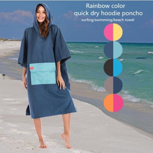Microfiber Wetsuit Changing Robe Poncho with hood Quick Dry Hooded Towels for Swim Beach Surf Poncho Compact Lightweight