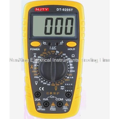 Fast arrival DT9205T handheld digital multimeter, low-cost universal table full range protection multimeter