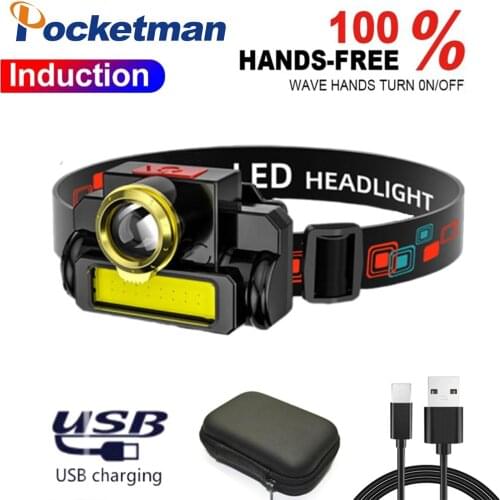 20000LM Portable mini Powerful LED Headlamp LED+COB USB Rechargeable Headlight Built-in Battery Waterproof Head Torch Head Lamp