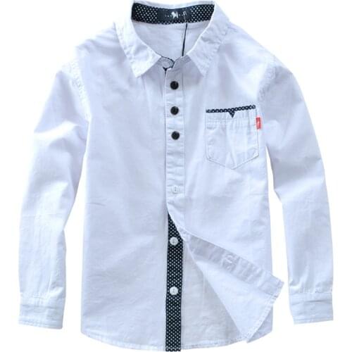 Hot Sale Children Boys Shirts Spring 2021 Fashion Solid color Kids baby Shirts children Clothing Shirt white Long sleeve 3-12Yrs