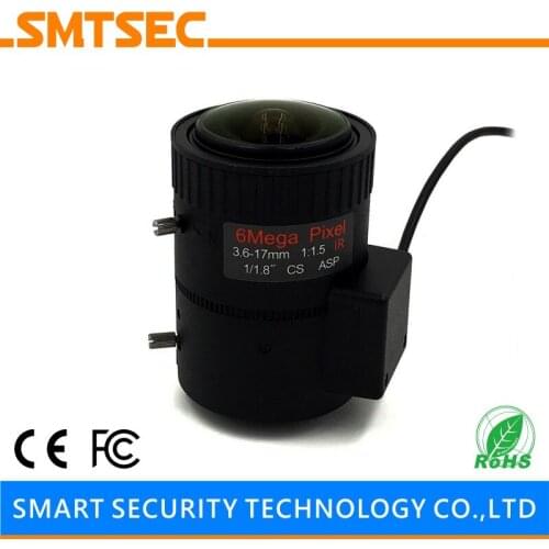 SMTSEC HD 6MP 3.6-17mm Varifocal Auto IRIS Lens F1.5 1/1.8" CS Mount Lens For CCTV Security IP Camera (SL-3617A6MP)