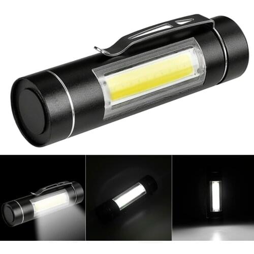 Super Portable Mini COB LED Flashlight 14500/AA Torch Working Pocket Pen Lamp With Clip Daily Waterproof Penlight