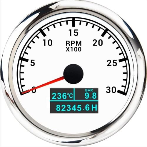 8000 RPM Tachometer With Water Temp Oil Pressure Gauge Engine Total hours 3 In 1 Tach Meter For Car Boat Marine Motorcycle 85MM