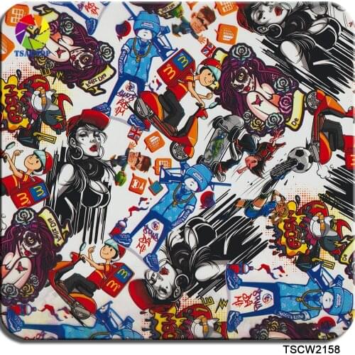 TSAUTOP 0.5m x 20m Cartoon PVA Film Hydro Dipping Film Aqua Dipping Hydro Print Services WDF2158