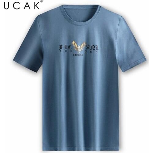 UCAK Brand Classic Print O-Neck Cotton T Shirt Men Clothes Summer New Fashion Style Streetwear Casual Soft Tshirts Homme U5461